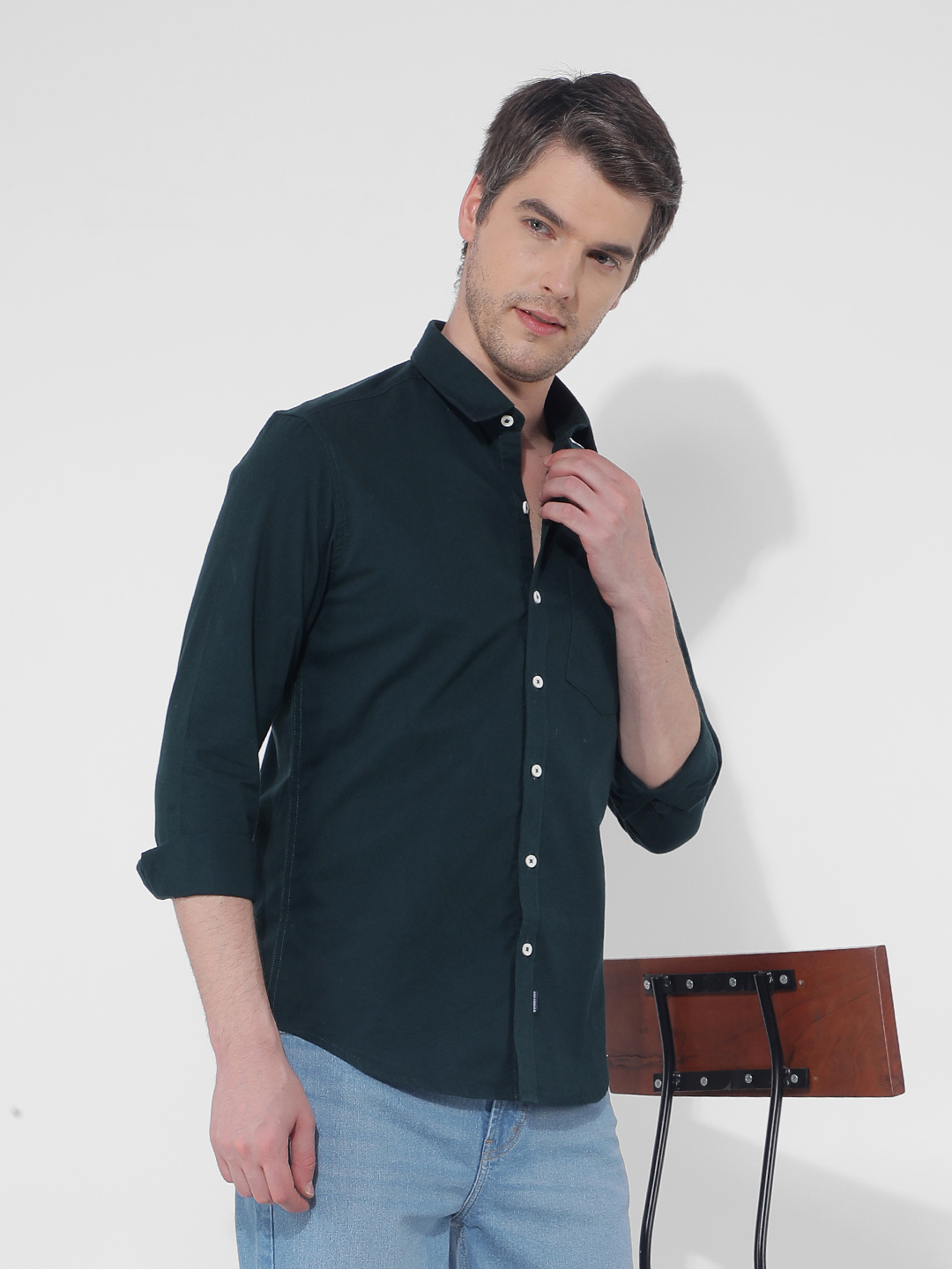 Numero Uno Men Solid Green Shirt